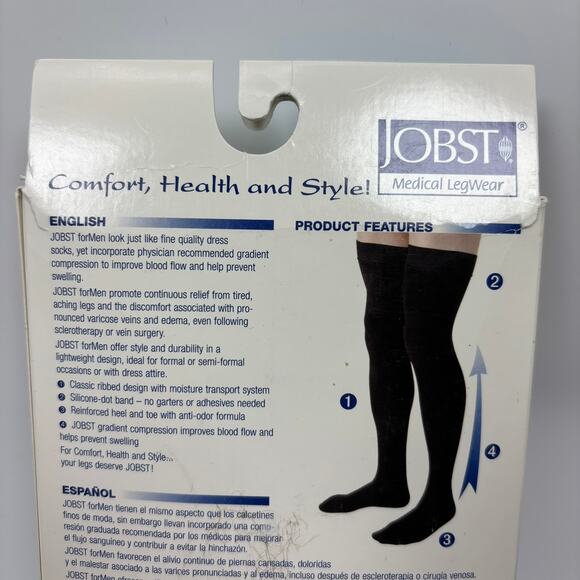 Jobst Compression Socks 20-30 mmHg Mens Small Thigh High Black Medical Legwear - Picture 8 of 9